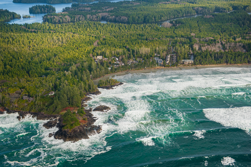 A view of Chesterman beach from an airplane